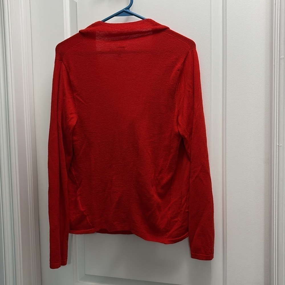 Eileen Fisher 100% Merino Wool Red Cowl Neck Sweater Top Size Large - Picture 9 of 10